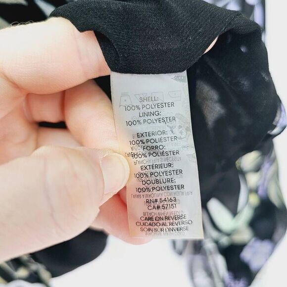 Calvin Klein Ruffle Floral Chiffon LS Blouse XL - Picture 7 of 8